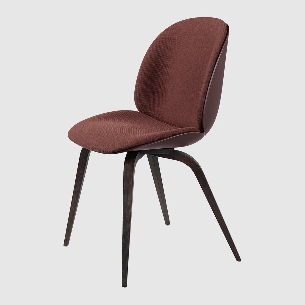 Beetle Dining Chair - Front Upholstered - Wood Base in Steelcut
