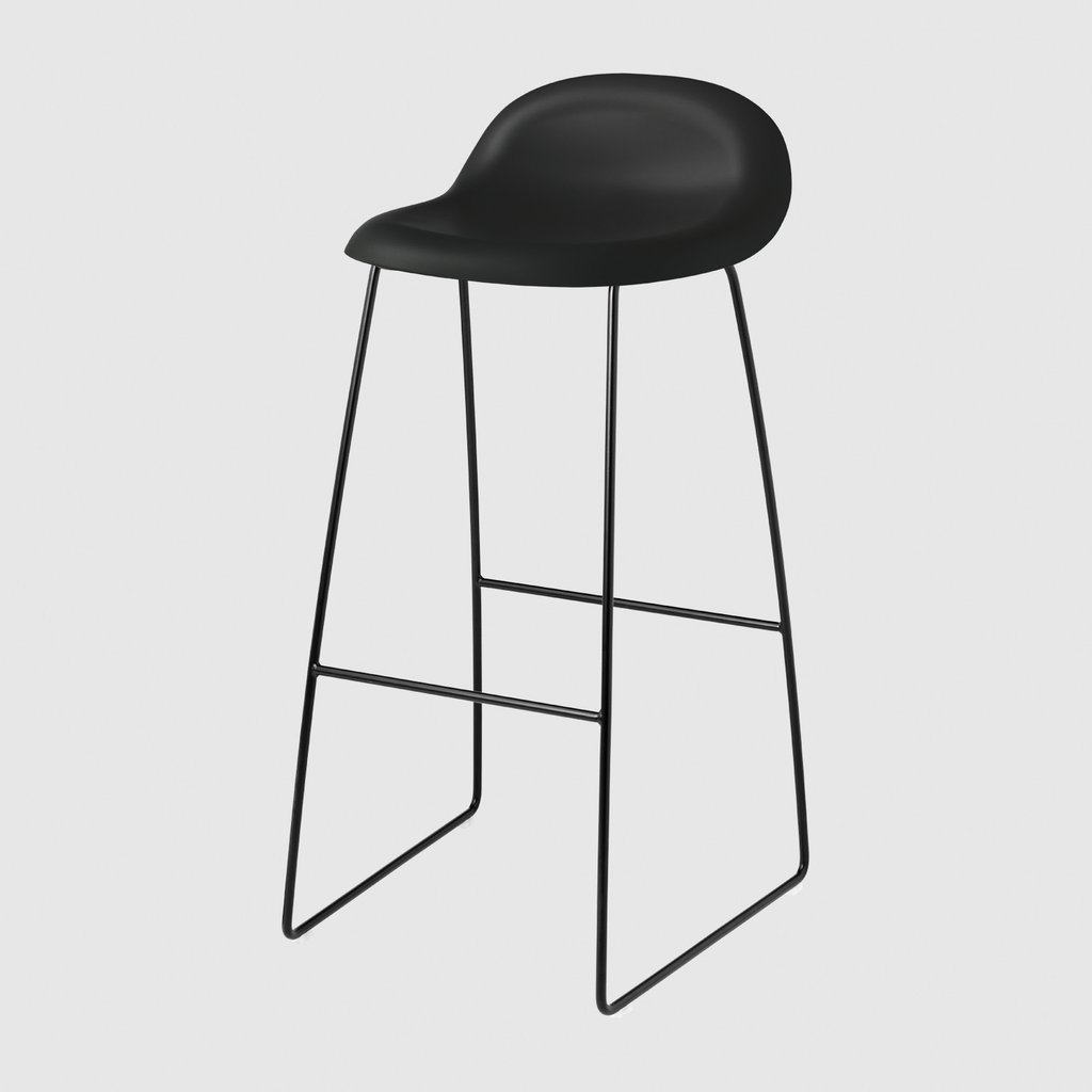 3D Bar Stool - Un-upholstered - 75 cm - Sledge base