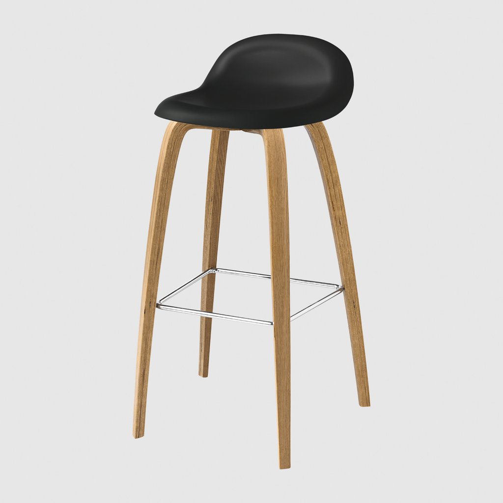 3D Bar Stool - Un-upholstered - 75 cm - Wood base